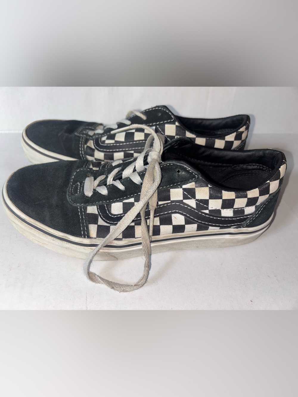Vans Old Skool Black & White Checkerboard Sneakers - Youth Size 4